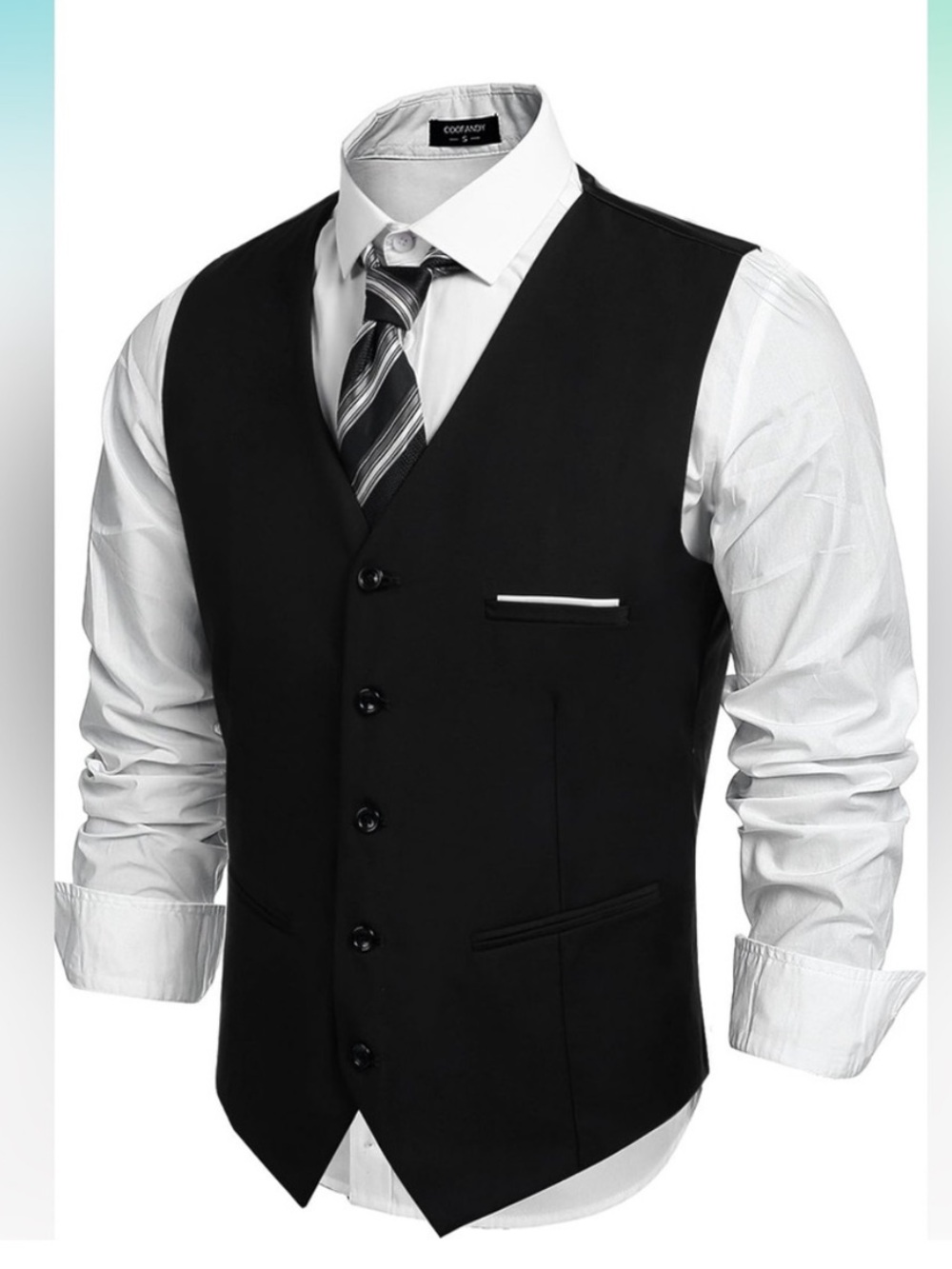 NWT Men's Casual Black Slim Fit Vests